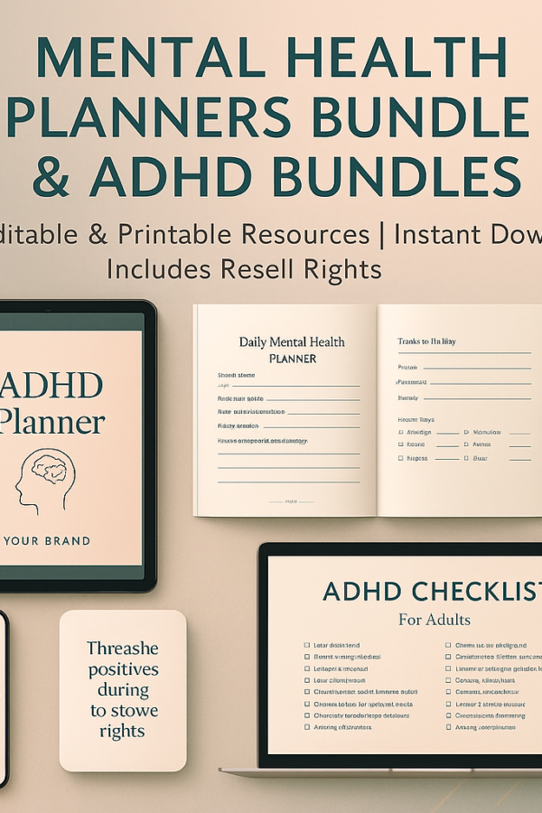 Mental Health Planners Bundle (MRR) & ADHD Bundle