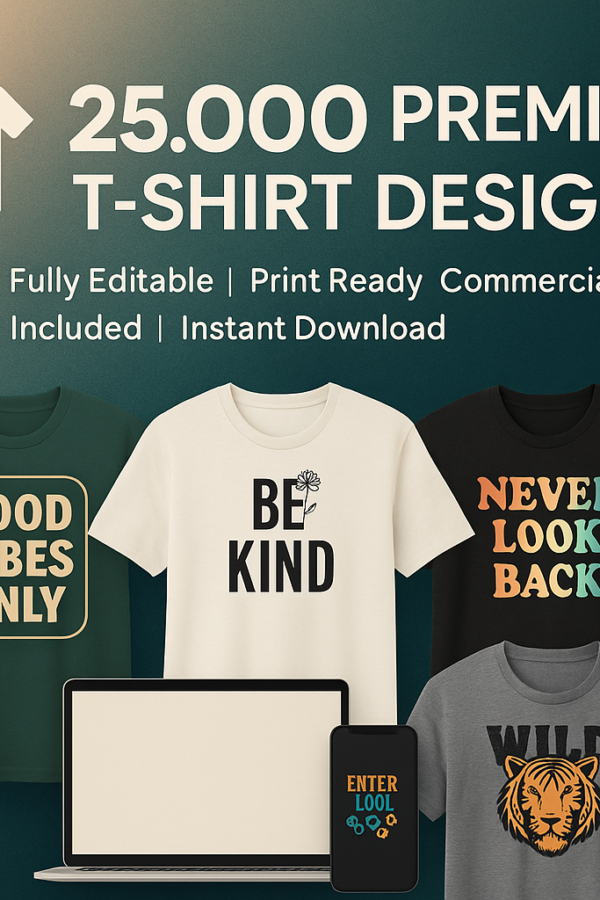 25,000 PREMIUM T-shirt Designs (PRINT READY)